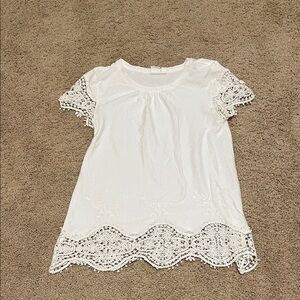 GAP White Lace Trim Tee